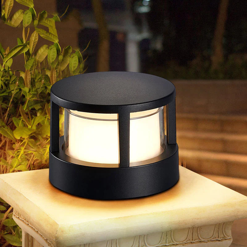 Alvian Outdoor Light Modern Cylindrical Bollard Black - Sereilux