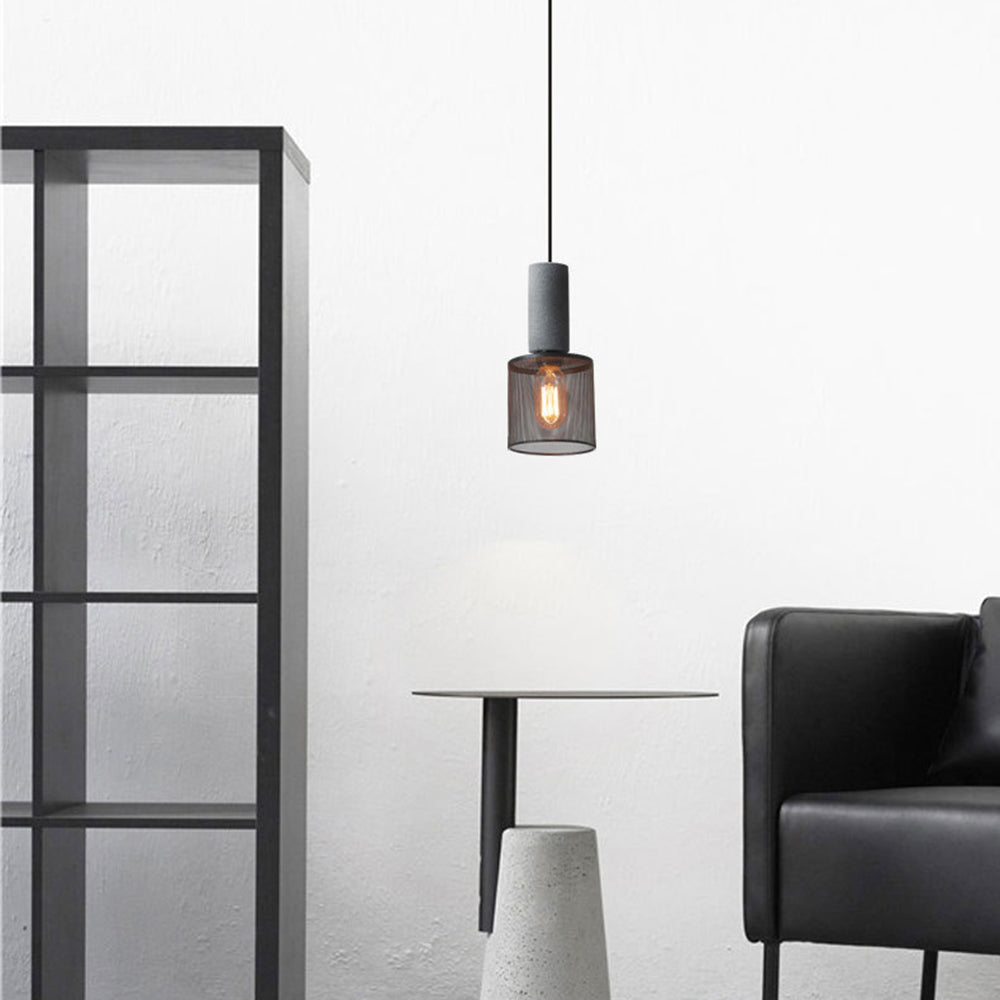 Vireth Pendant Light Industrial Cylindrical Cement/ - Sereilux