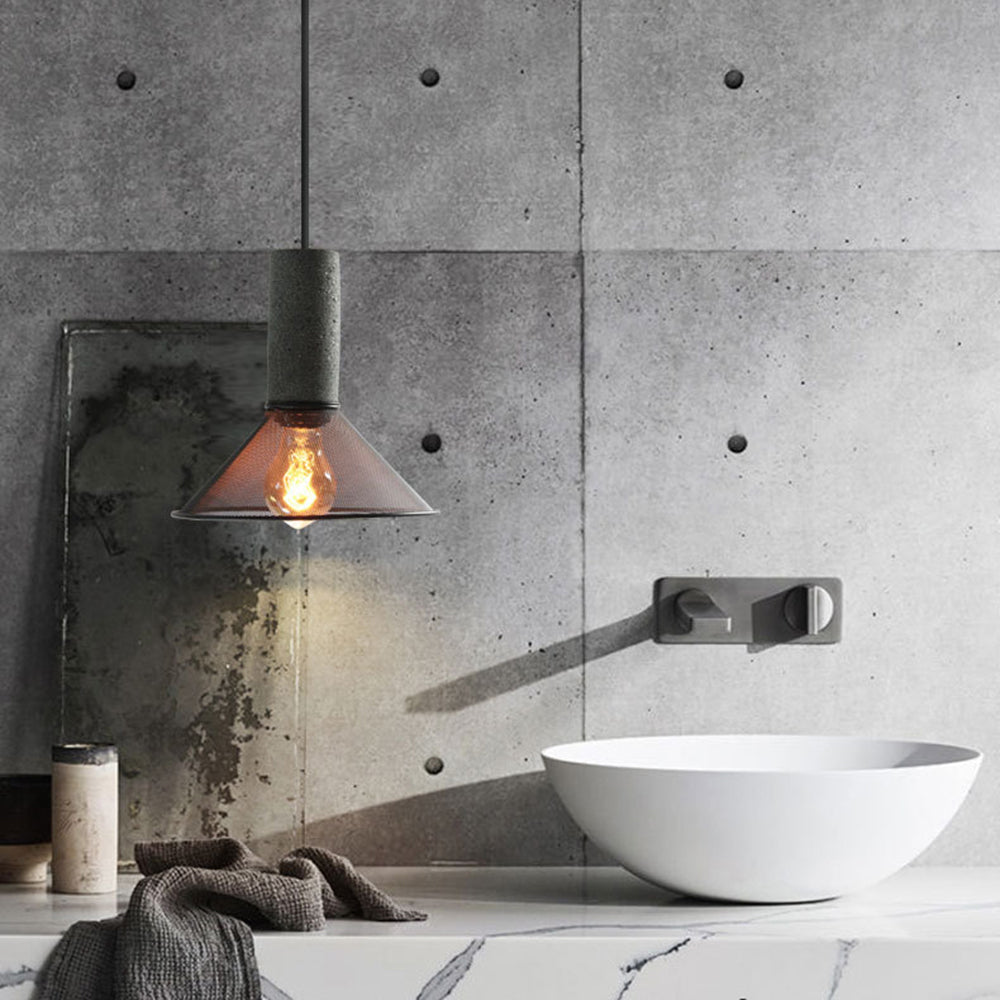 Vireth Pendant Light Industrial Cylindrical Cement/ - Sereilux