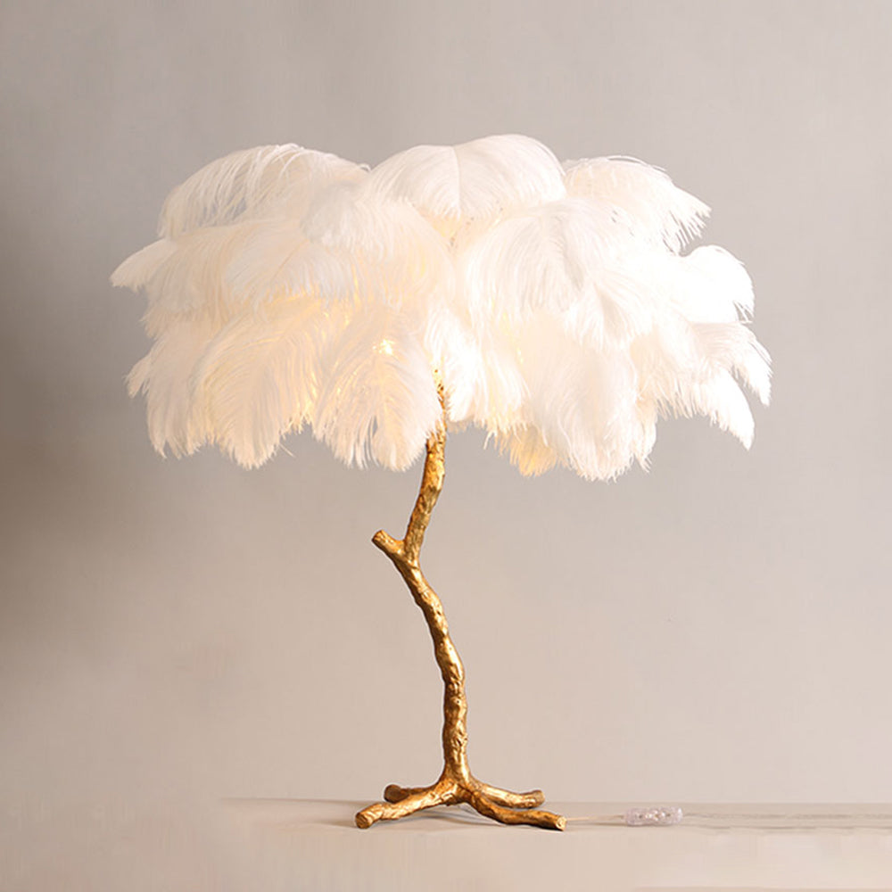 Salenor Nordic lyxig unik golvlampa/bordslampa med strutsfjäder - Sereilux