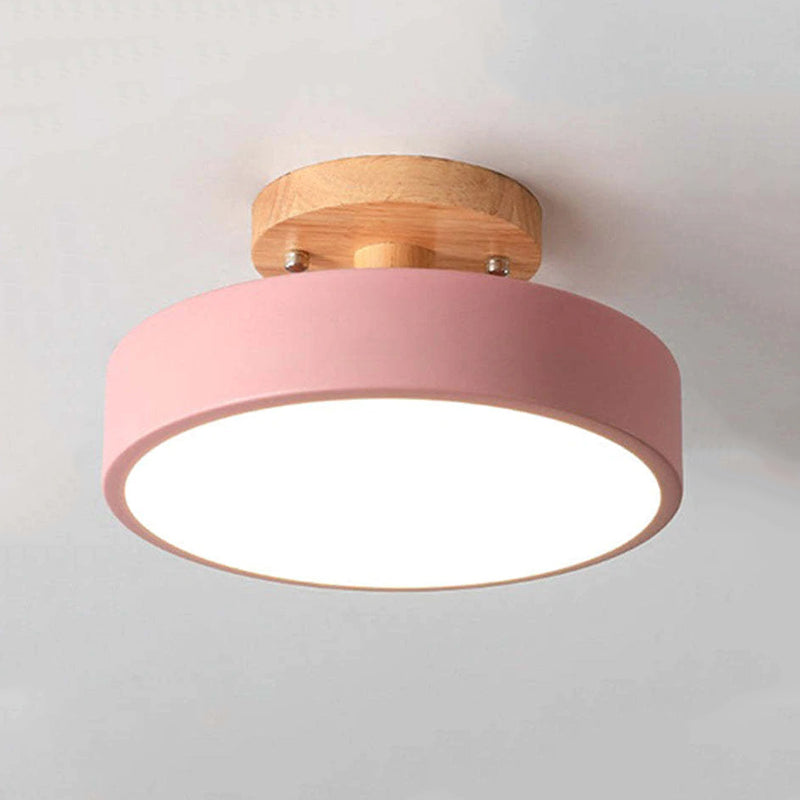 Zera Runde LED-Deckenleuchte Aufbaustrahler Modern Holz Bunt - Sereilux