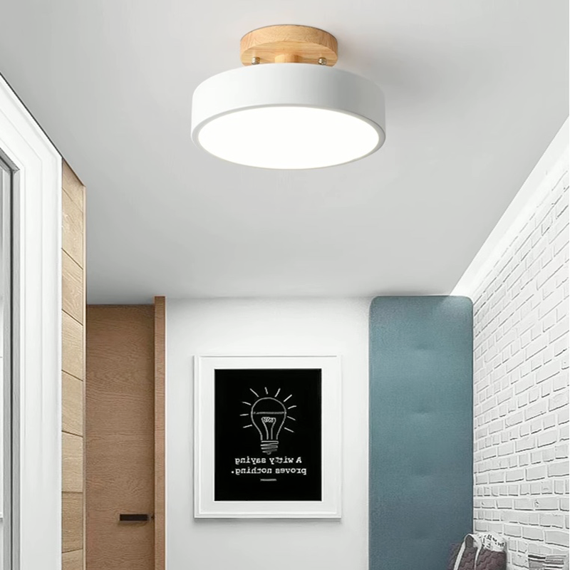 Zera Runde LED-Deckenleuchte Aufbaustrahler Modern Holz Bunt - Sereilux