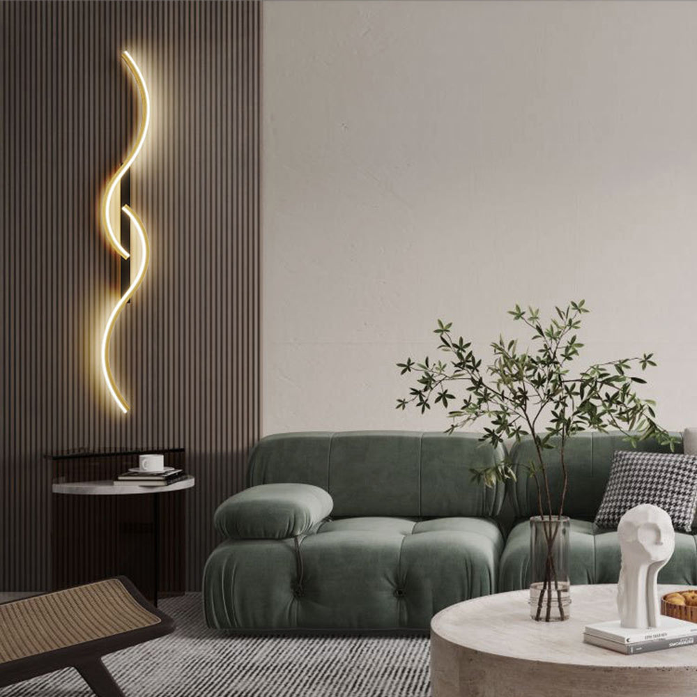 Rorel Applique Murale Vague Design Moderne Noir/Or Salon-Luire