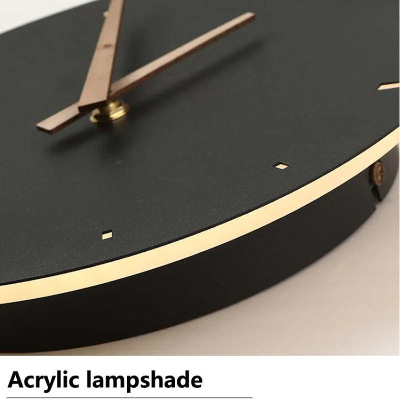 Lámpara de pared redonda reloj moderno Norva, dorado/negro - Sereilux