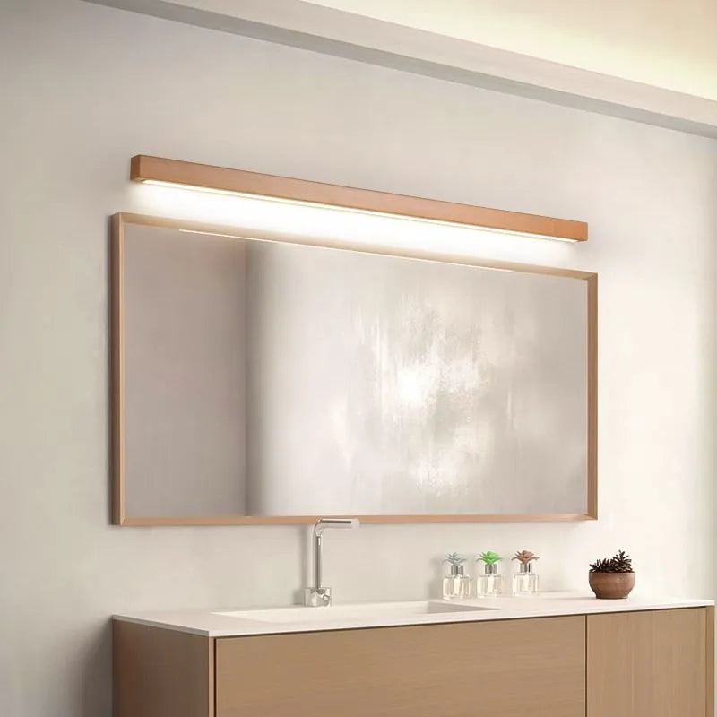 Varelin Wall Lamp Linear Mirror Wooden Front Vanity - Sereilux