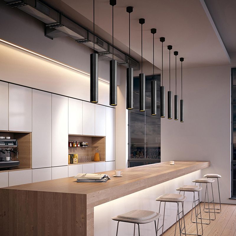 Solira Pendant Light Modern Cylinder Shape Linear Black - Sereilux