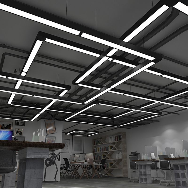 Vorel Moderne Suspension Rectangulaire Noire-Luire