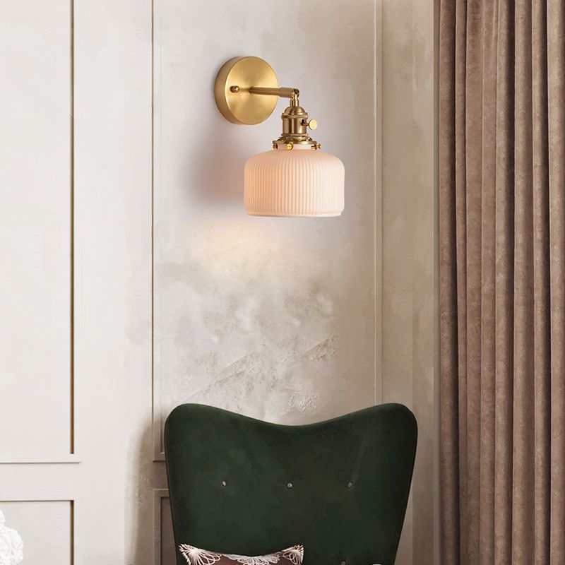 Dominex Applique Murale Géométrique Vintage. Métal/Céramique. Blanc. Chambre-Luire