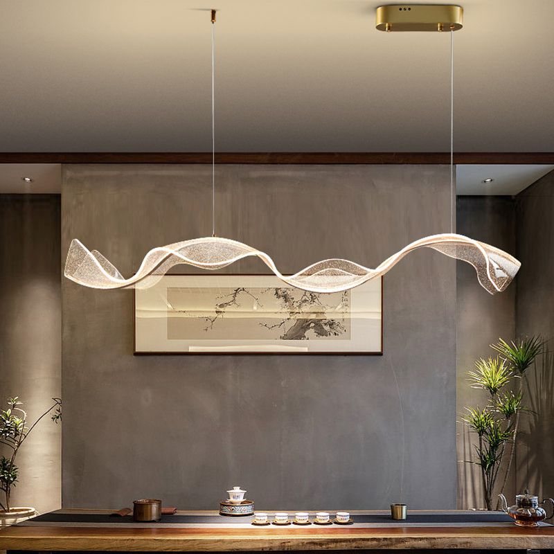 Lavorix Luminaires Suspensions Vague Moderne Métal/Acrylique Blanc/Doré Salon-Luire