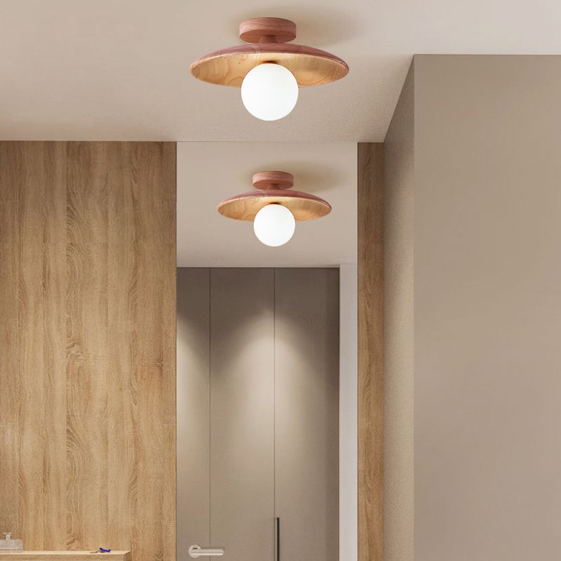 Estel Plafonnier Bol Moderne. Bois/Verre. Bois/Noyer. Salon-Luire