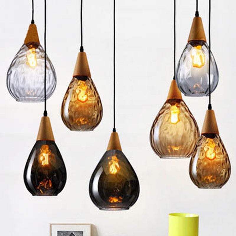 Alverin Pendelleuchte Glas Holz Bernstein - Sereilux