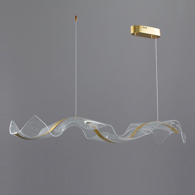 Lavorix Luminaires Suspensions Vague Moderne Métal/Acrylique Blanc/Doré Salon-Luire