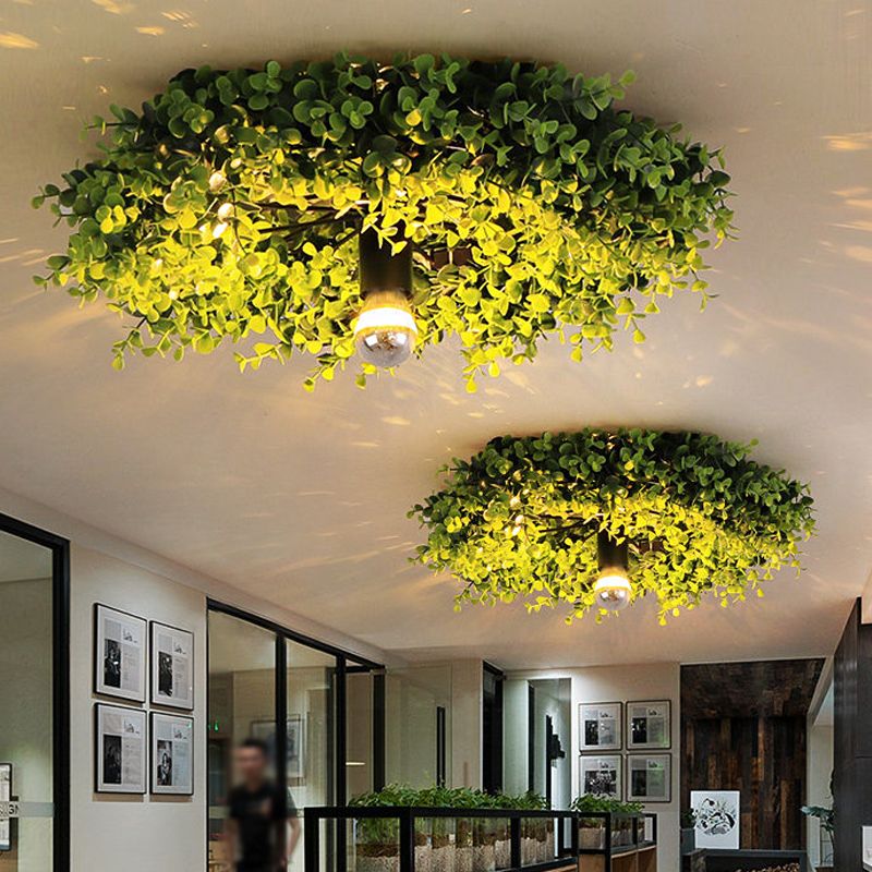 Torel Plafonnier Touffe d'Herbe Vintage. Herbe Artificiel. Vert. Salon-Luire