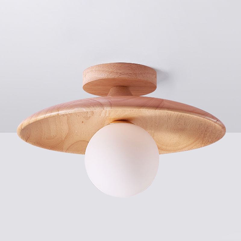 Estel Plafonnier Bol Moderne. Bois/Verre. Bois/Noyer. Salon-Luire