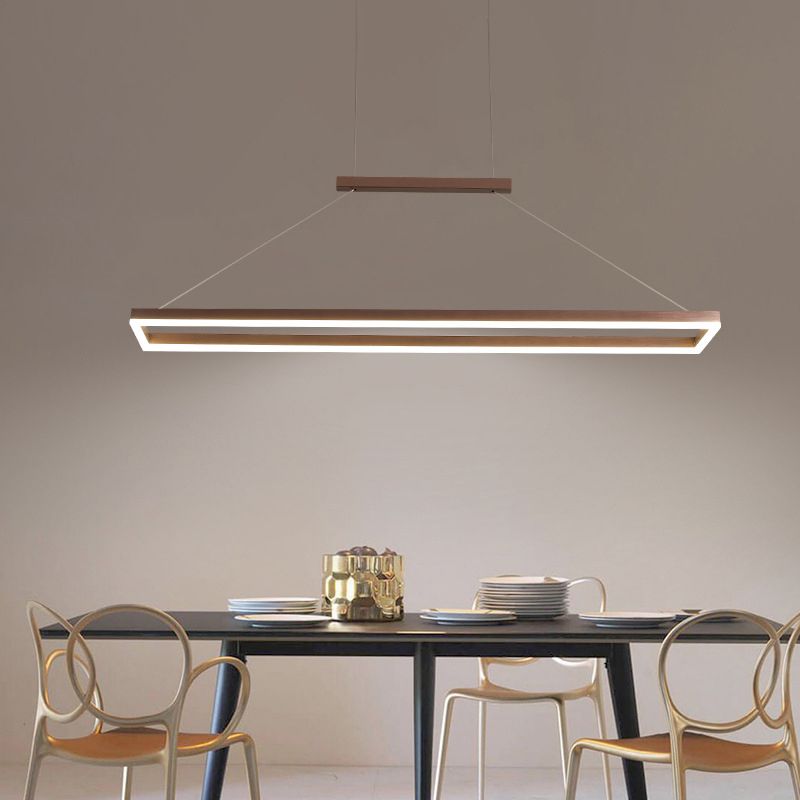 Lámpara colgante rectangular moderna Nexil, dorado/café - Sereilux