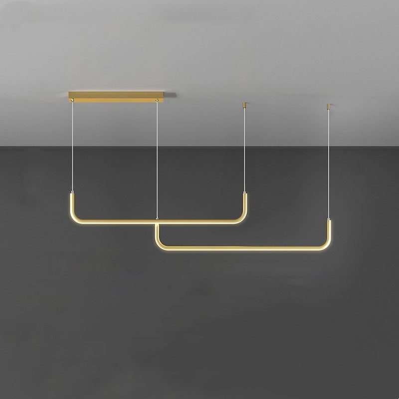 Sorev Moderne Lineære Pendellampe Dobbelt Ramme, Sort/Guld - Sereilux