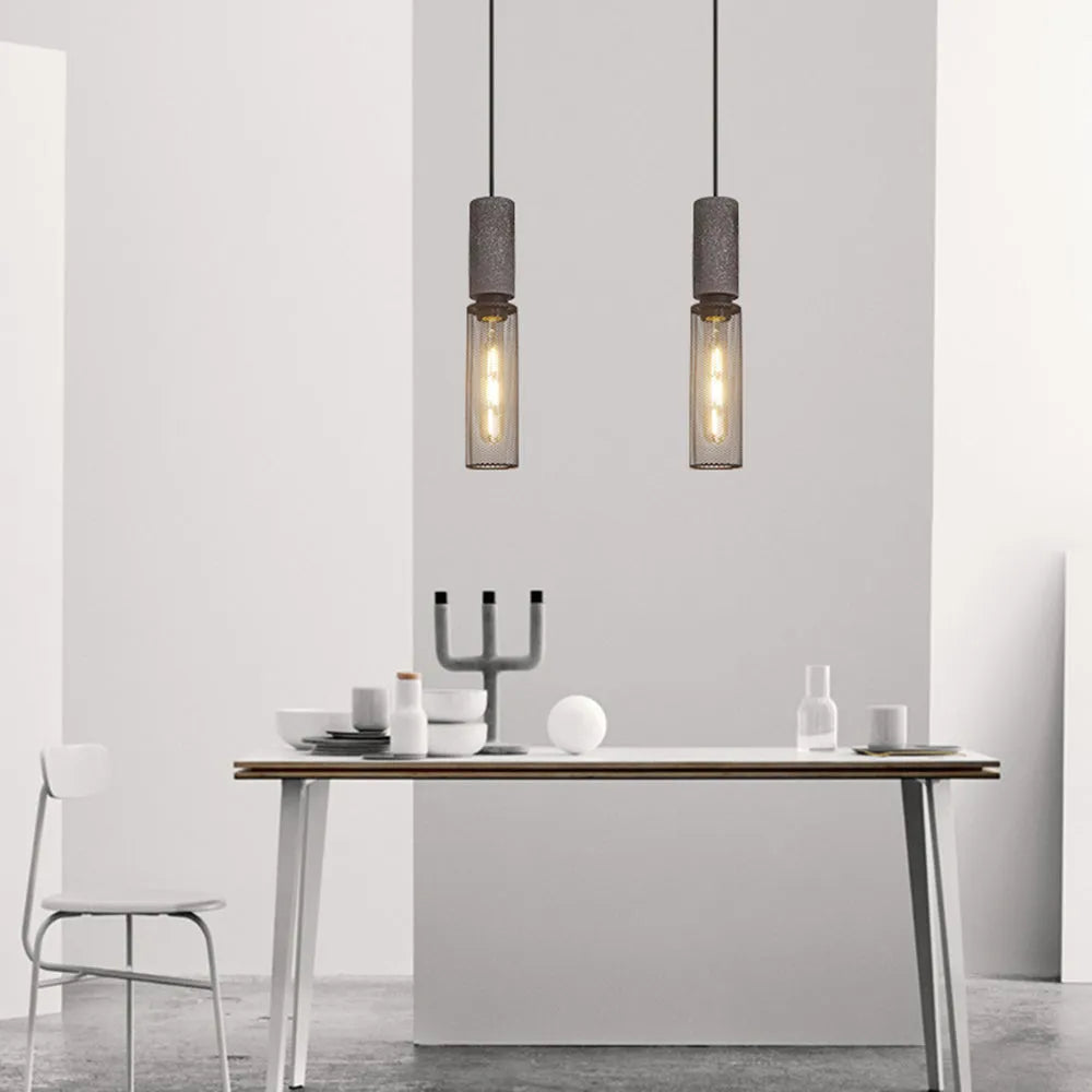 Vireth Pendant Light Industrial Cylindrical Cement/ - Sereilux