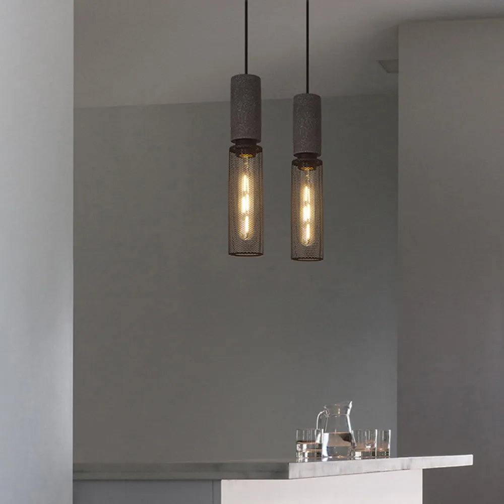 Vireth Pendant Light Industrial Cylindrical Cement/ - Sereilux