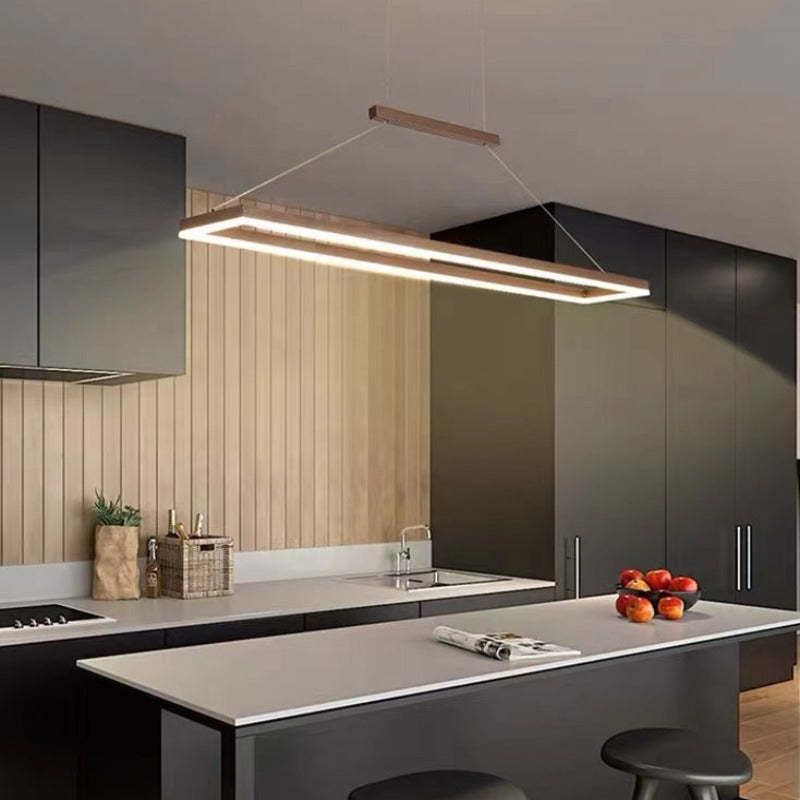 Lámpara colgante rectangular moderna Nexil, dorado/café - Sereilux