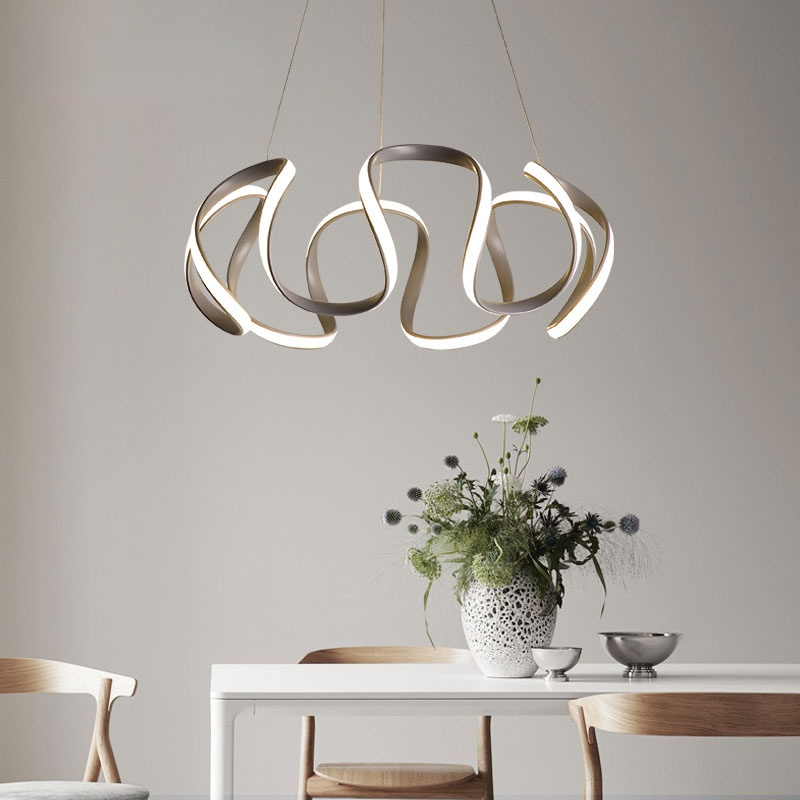Eldorix Suspension Linéaire Moderne Doré/Café/Gris. Salon-Luire