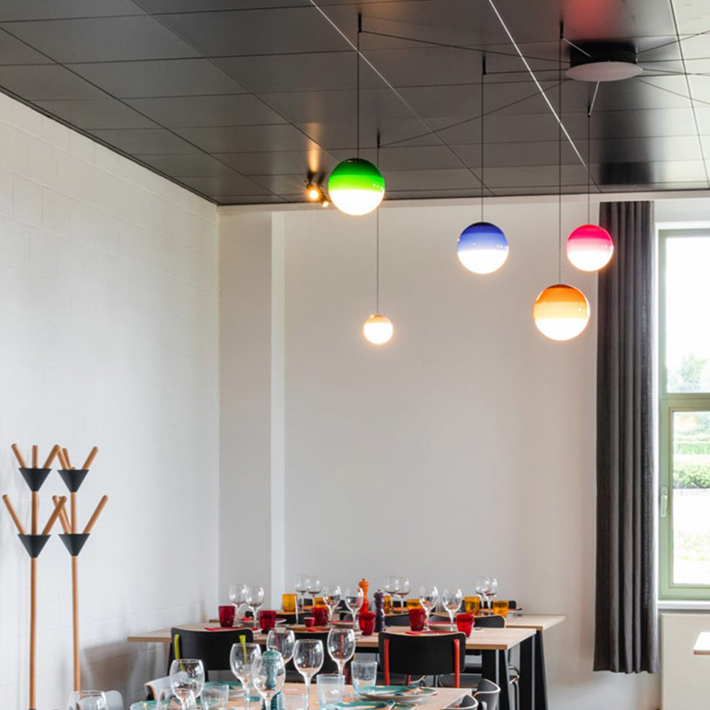 Vioxa Suspension Bulle Moderne Verre. Noir/Gris/Bleu/Rose. Salon-Luire