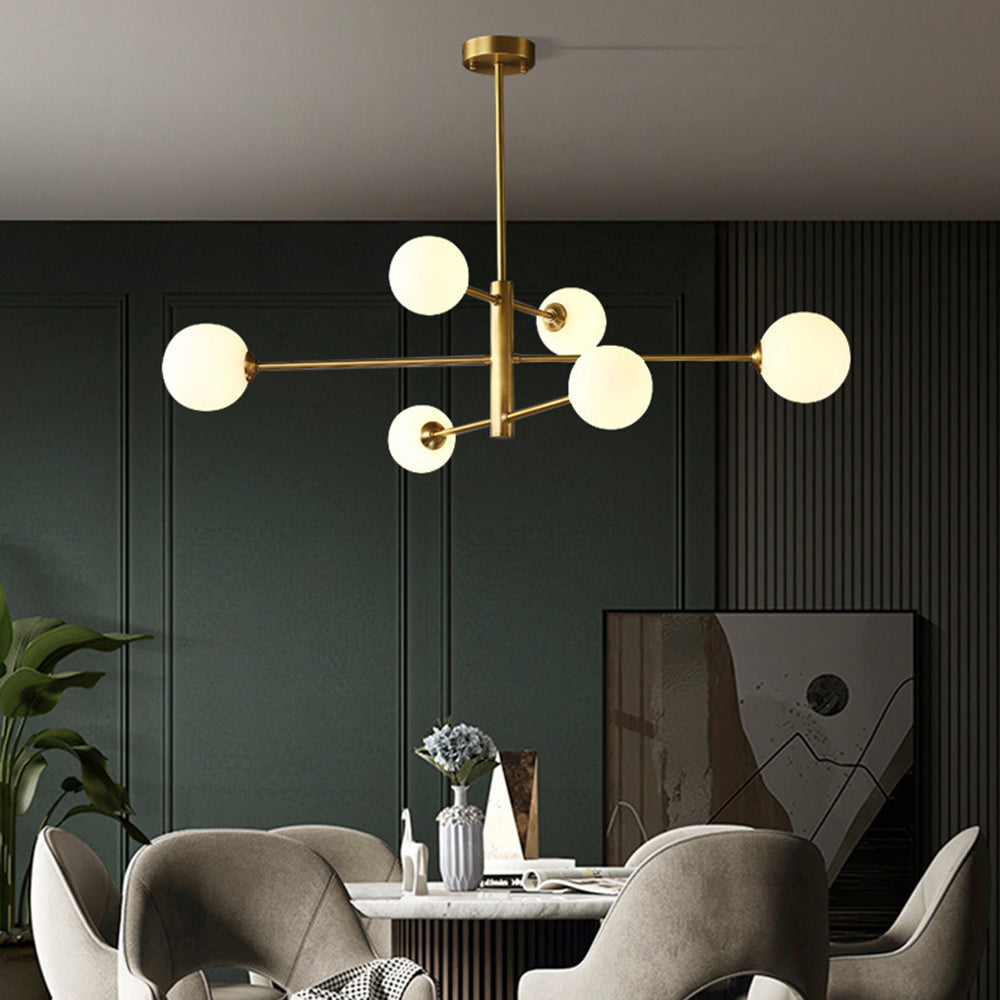 Teoxa Lustre Bulle Moderne. Cuivre/Verre. Noir/Cuivre. Salon-Luire