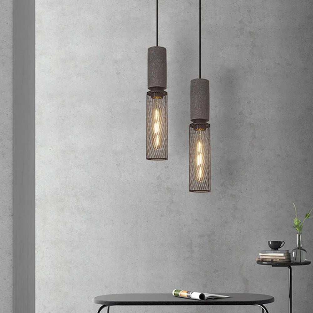Vireth Pendant Light Industrial Cylindrical Cement/ - Sereilux