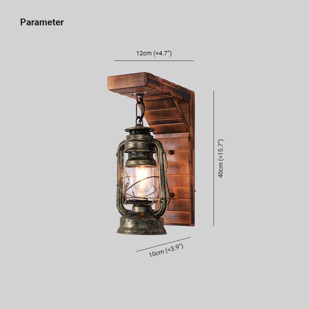 Orlena Wall Lamp Lantern Vintage Wooden Rustic - Sereilux