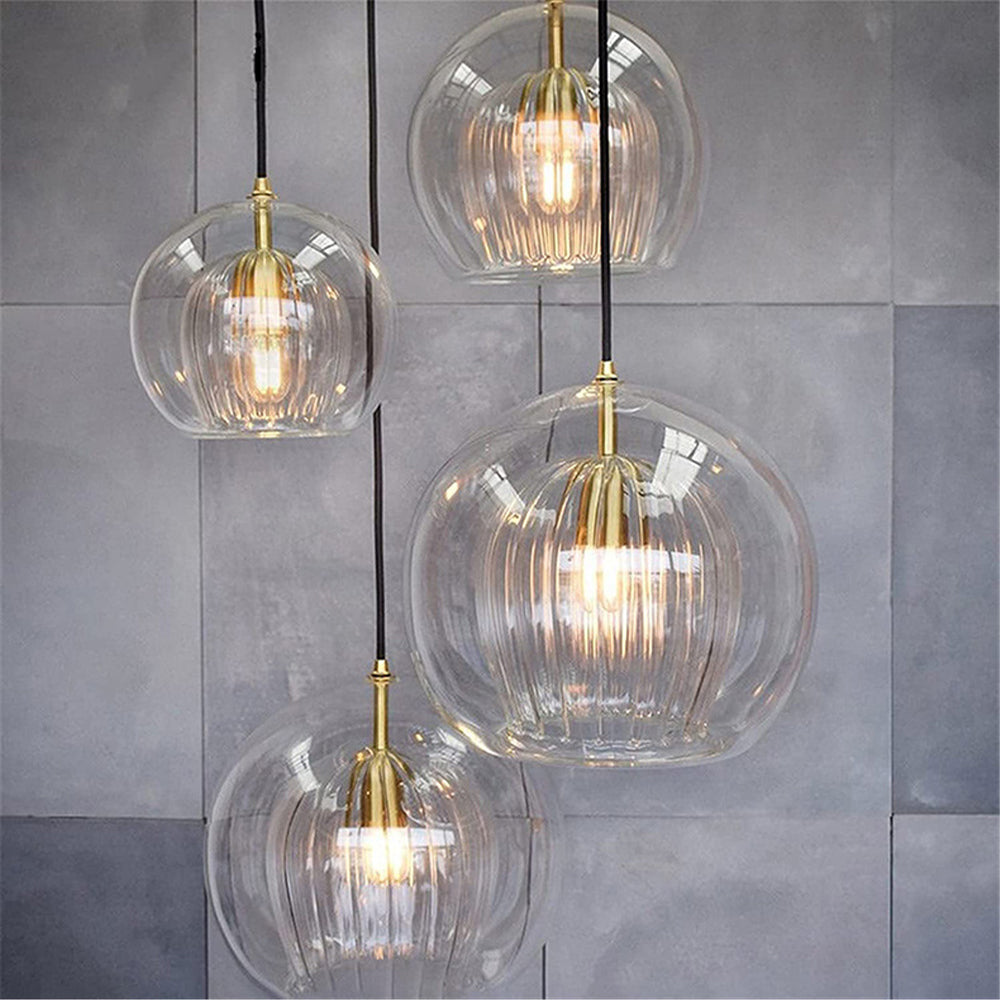 Althio Pendant Light Glass Globe Clear Amber - Sereilux