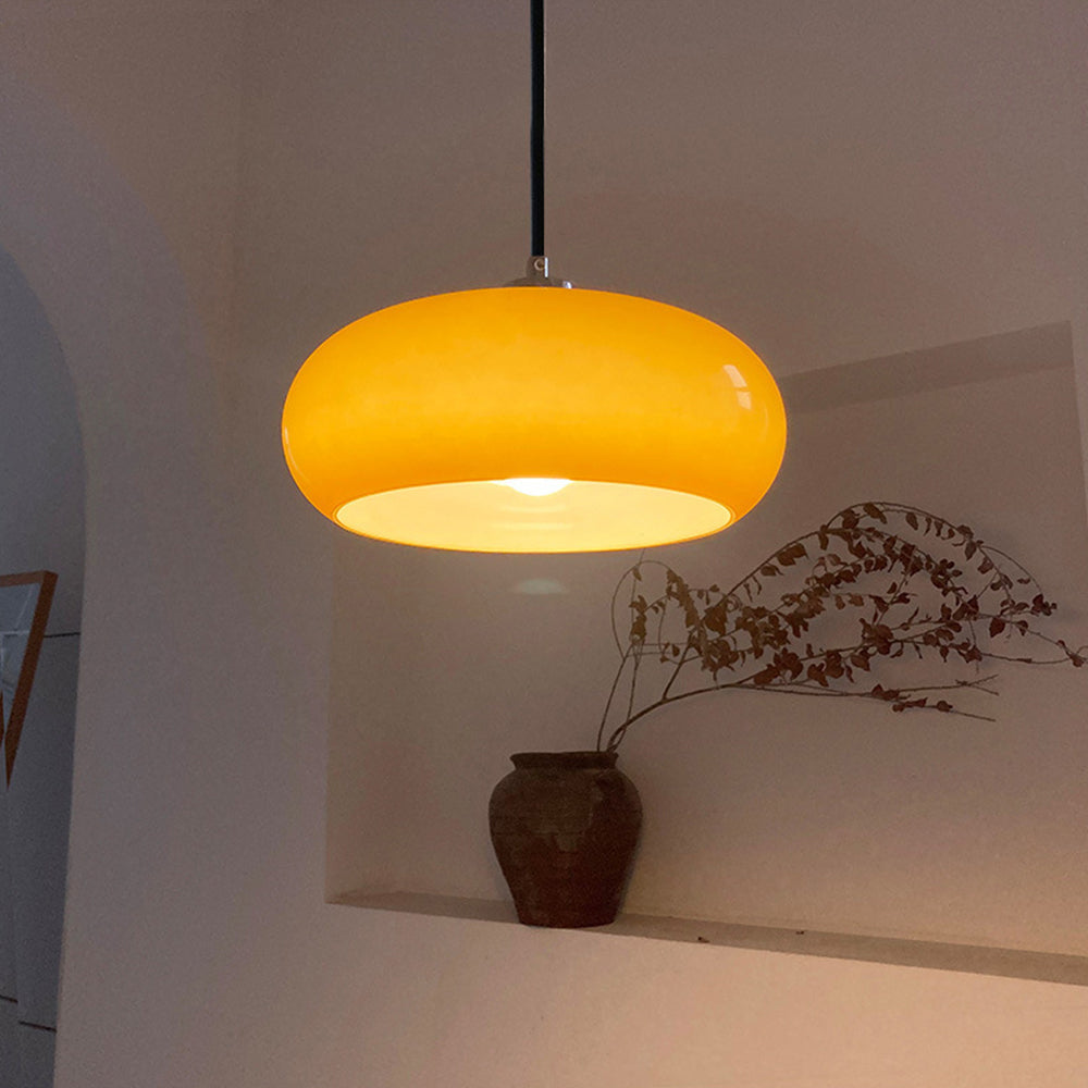 Vorenix Suspension Dôme Moderne Verre. Blanc/Orange. Salle de Bain-Luire