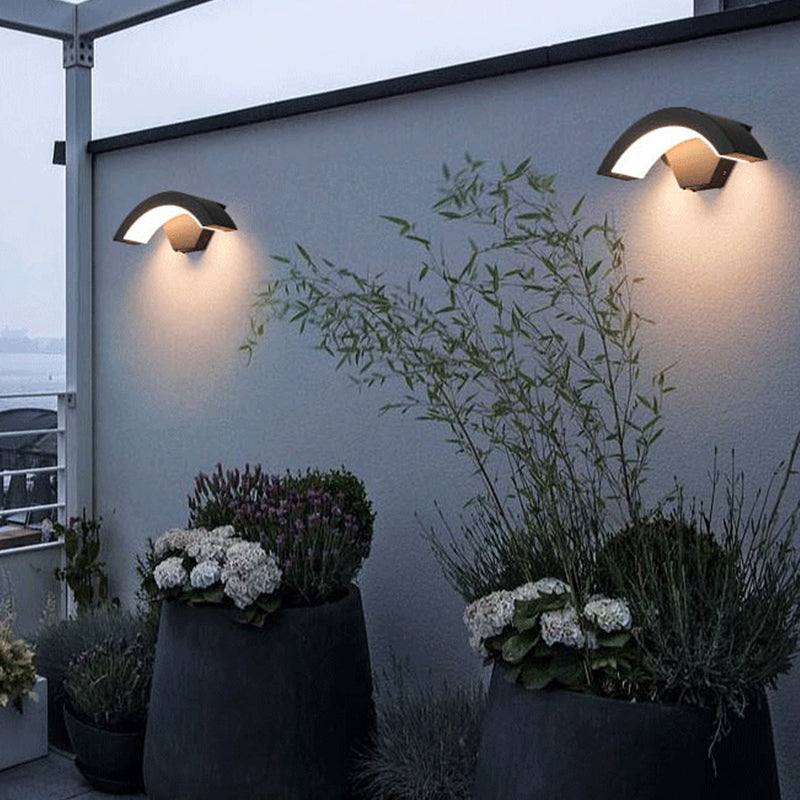 Alvyn Wall Lamp Nordic Arc Waterproof LED Outdoor Black - Sereilux