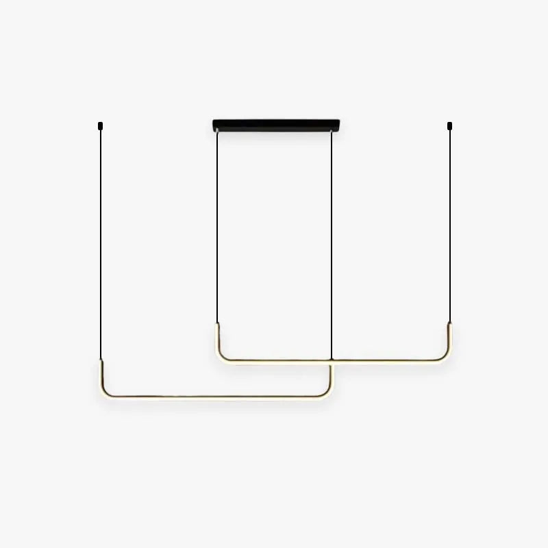 Sorev Modern Linear Pendant Light Double Frame, Black/Gold - Sereilux