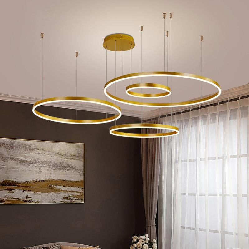 Zorin Suspension Anneau Moderne Métal Noir/Doré/Café Salon-Luire