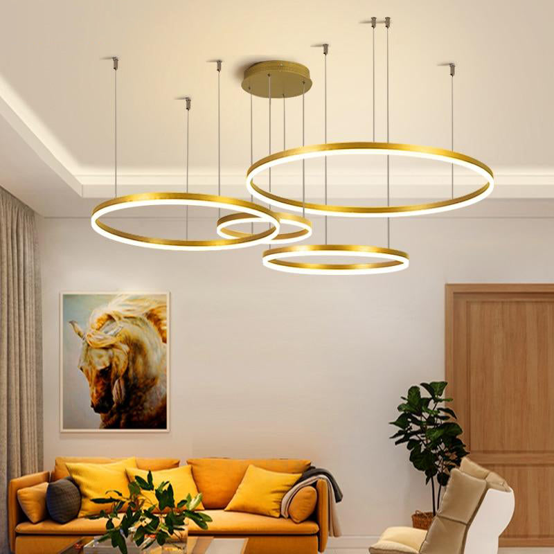 Zorin Suspension Anneau Moderne Métal Noir/Doré/Café Salon-Luire