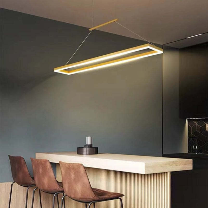 Lámpara colgante rectangular moderna Nexil, dorado/café - Sereilux