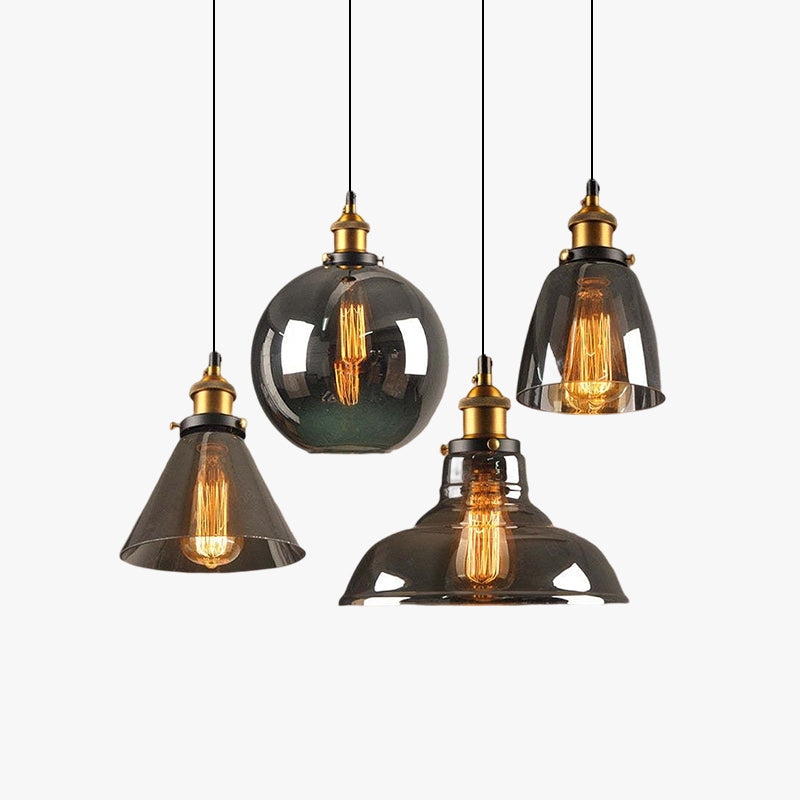 Teni Industrial Glass Pendant Light Clear/Amber/Smoke Grey - Sereilux