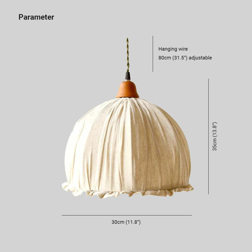 Teo Vintage Pendant Light Beige, Fabric - Sereilux