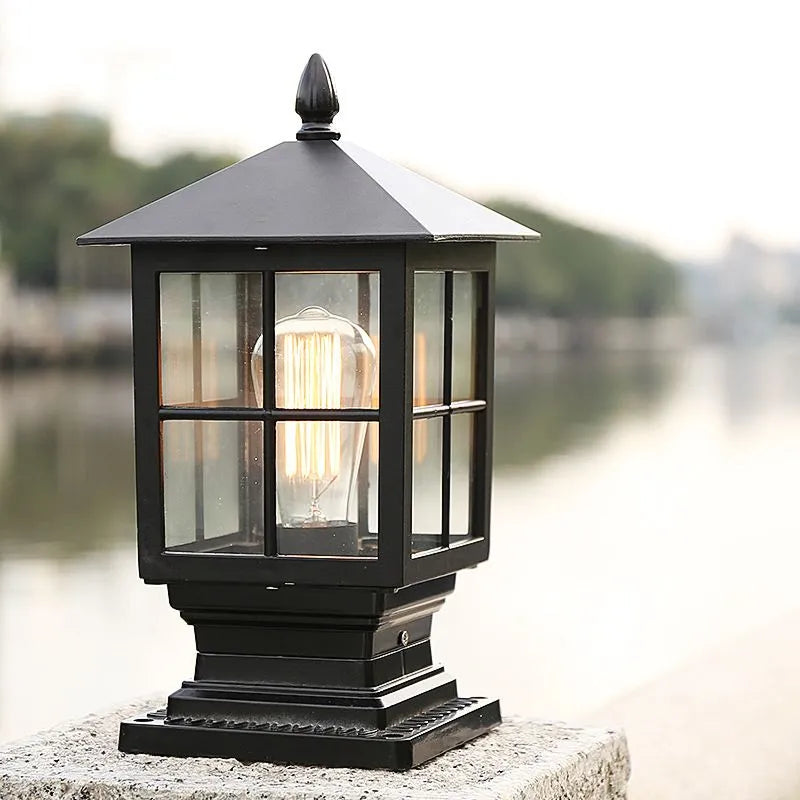 Arvico Outdoor Light Modern Glass Lantern LED Post - Sereilux