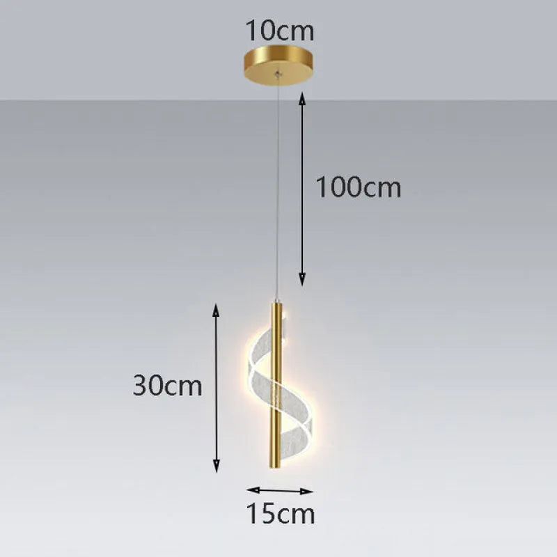 Alven Vintage Golden Ribbon Pendant Light, / - Sereilux