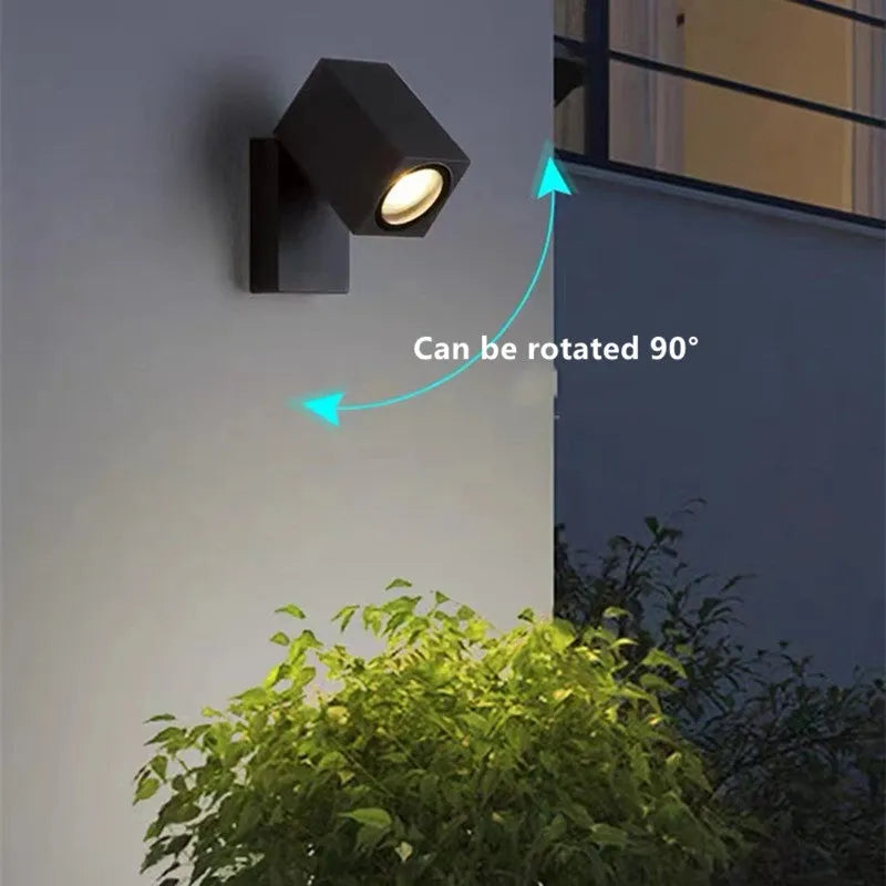 Lyris Wall Lamp Modern Outdoor Rotatable Spotlight Black - Sereilux