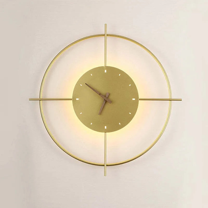Lámpara de pared redonda reloj moderno Norva, dorado/negro - Sereilux