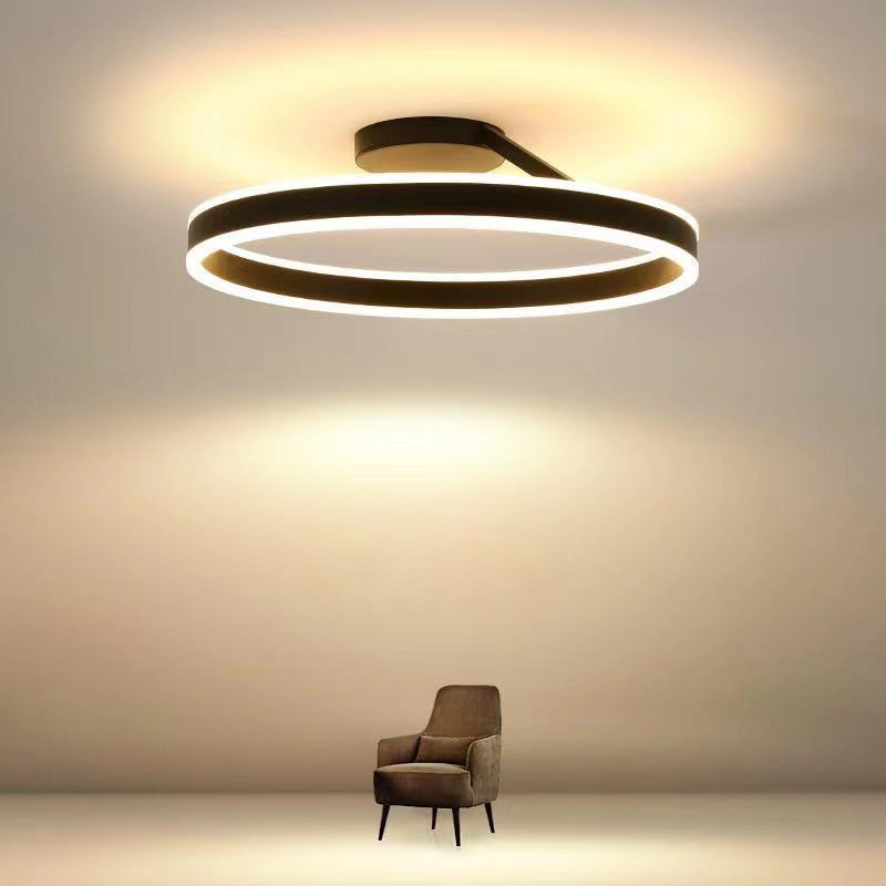 Luz de Teto de Montagem Rasa Solinor Modern Circle, Preto e Branco - Sereilux