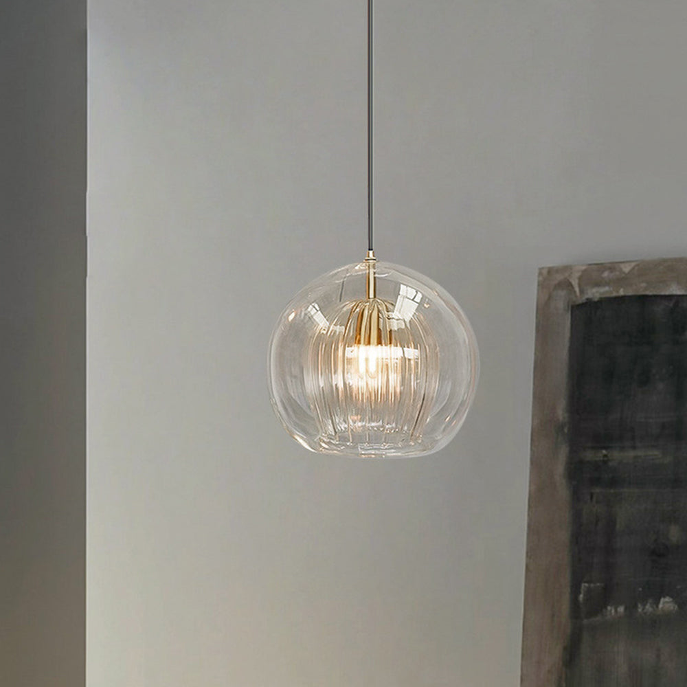 Althio Pendant Light Glass Globe Clear Amber - Sereilux