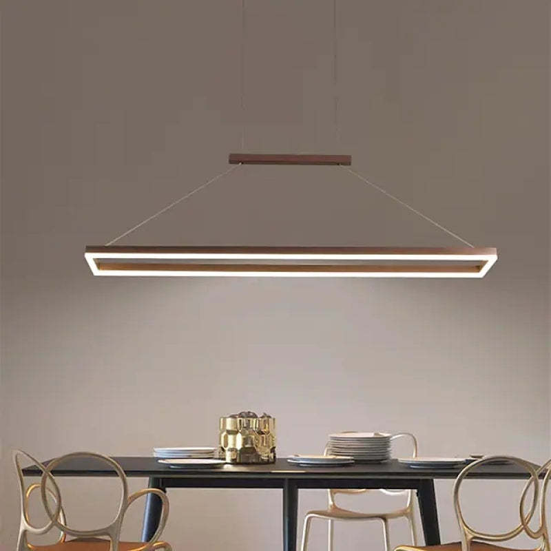 Lámpara colgante rectangular moderna Nexil, dorado/café - Sereilux