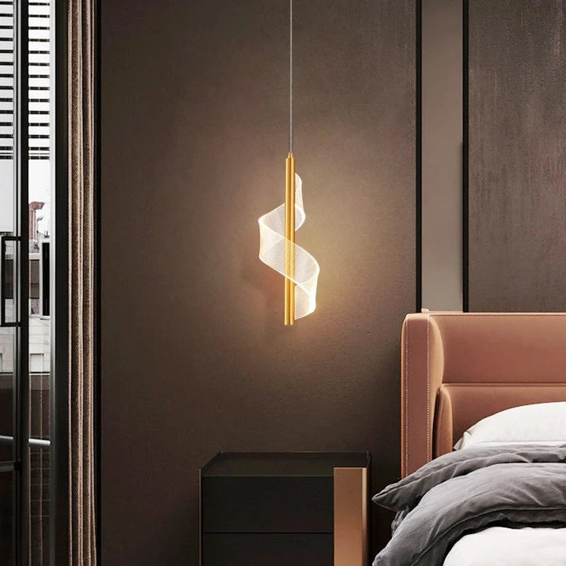Alven Vintage Golden Ribbon Pendant Light, / - Sereilux