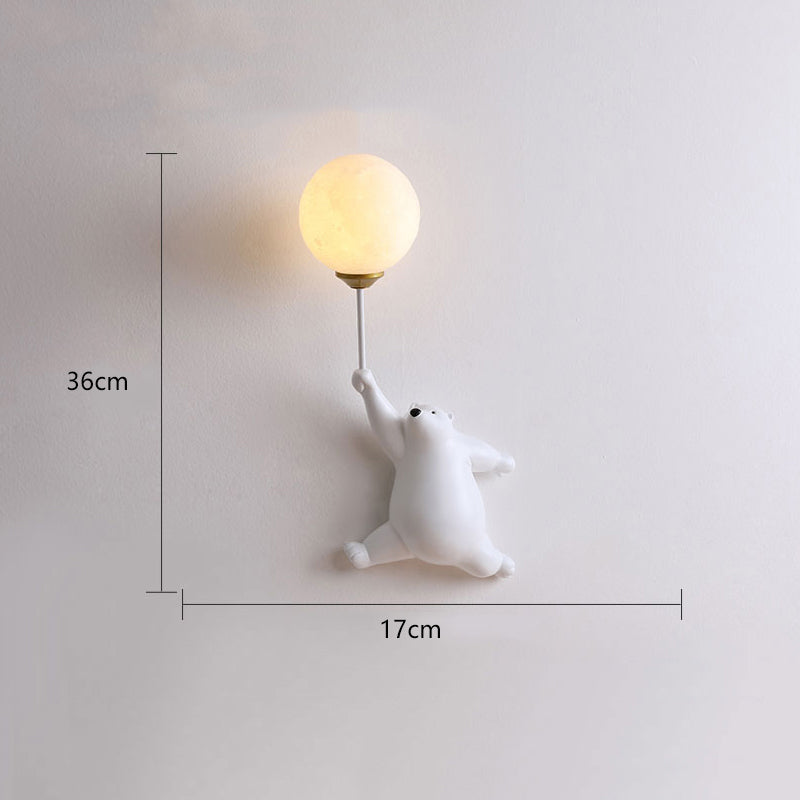 Evenel Bear Balloon Applique Murale Ours Ballon Moderne Animale. Blanc/Bleu/Rose. Salon-Luire