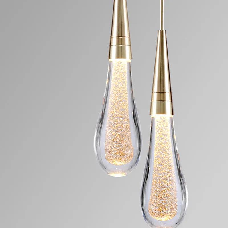 Eloria Pendant Light Crystal Glass Droplet Gold - Sereilux