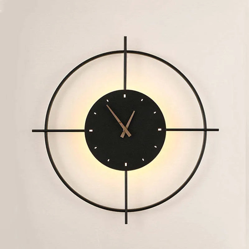 Lámpara de pared redonda reloj moderno Norva, dorado/negro - Sereilux