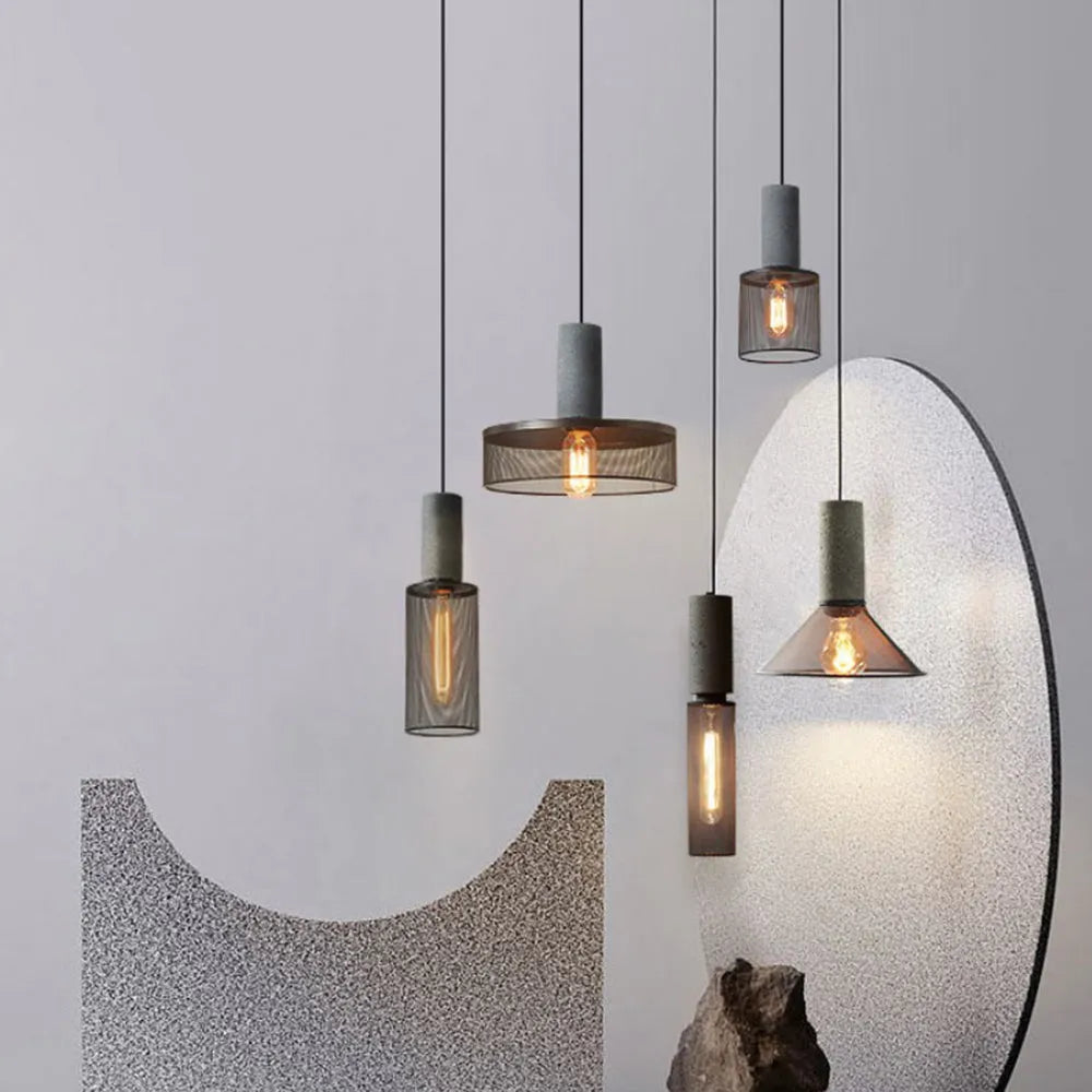 Vireth Pendant Light Industrial Cylindrical Cement/ - Sereilux