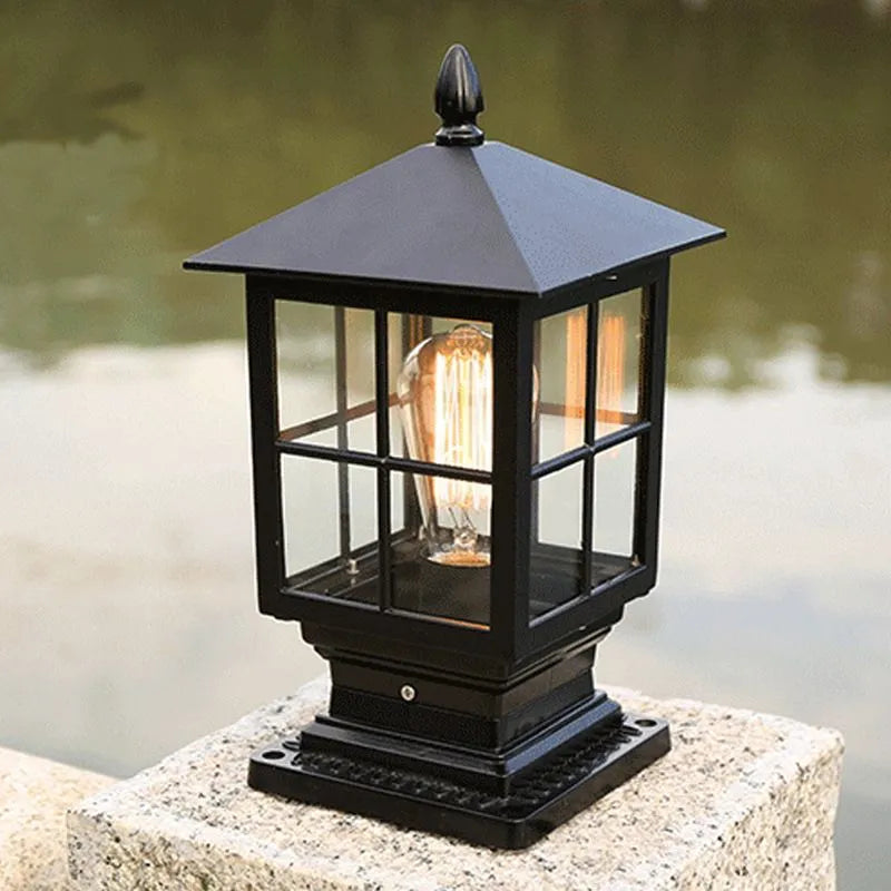 Arvico Outdoor Light Modern Glass Lantern LED Post - Sereilux